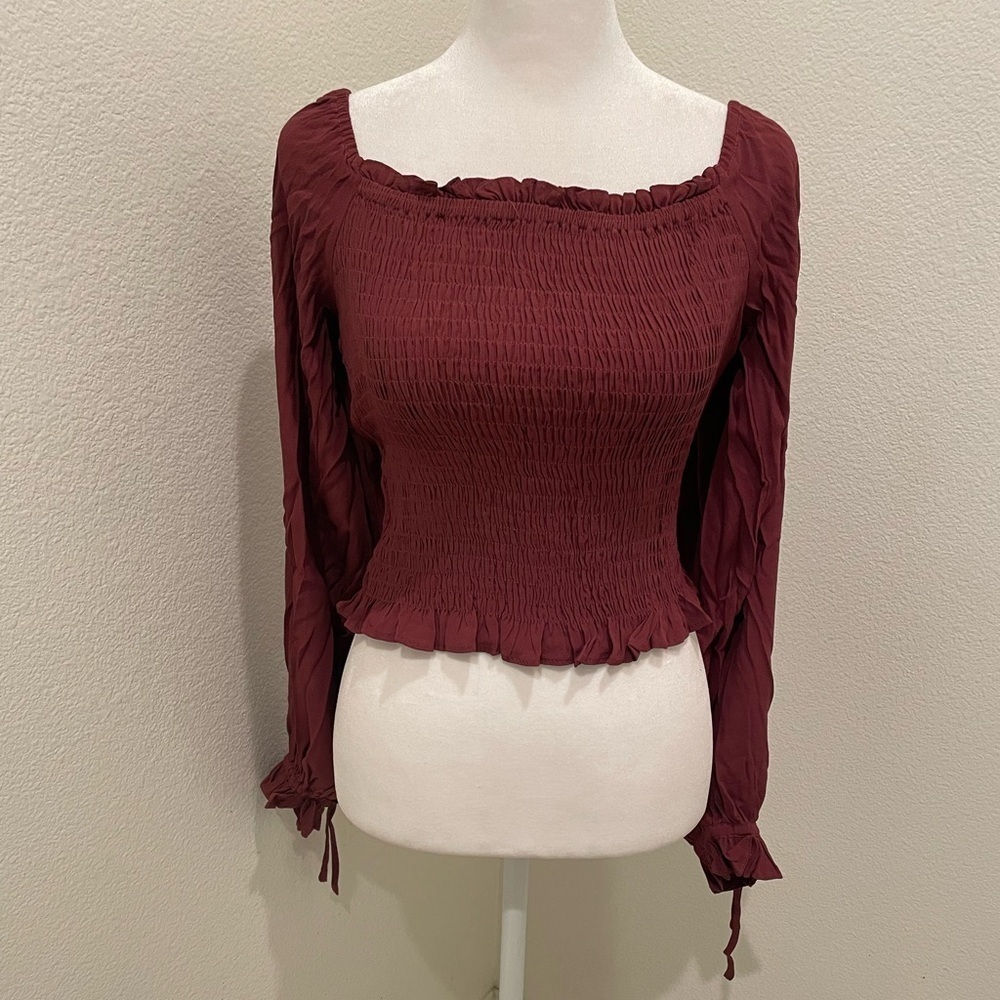 NWT Olivaceous Women’s Red / Burgundy Crop Top Off Shoulder Size L